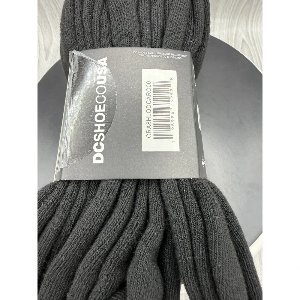 DC SHOES 8 Pack Mens Black Crew Socks Athletic Cushioned Shoe Sizes 8-12 Skater